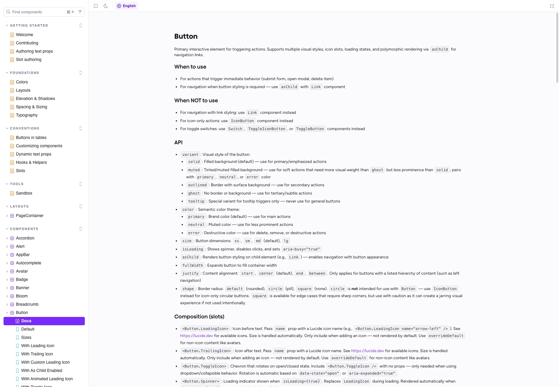 Spellbook's Button documentation: when to use it, when not to, and its full API.